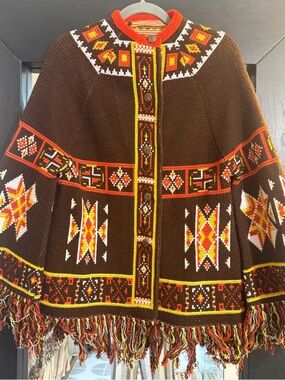1970s Poncho Shawl Sweater —Festival Ready and One of a Kind!